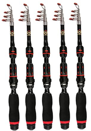 HANABASS Canne à pêche Portable matériel de pêche en mer Accessoire de pêche portatif à pêche télescopiques Pliant Canne à pêche Pliable de pêche Poteau portatif Noir