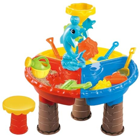 Genérico Wassertisch für Kinder, Tisch für Babys, mit Wasserspielzeug, interaktive Spiele für draußen und Vorschullernen, Spielzeug für Jungen und Mädchen