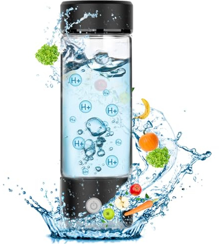 Fakllod Hydrogen Water Bottle Generator, Portable Rechargeable aquahealth Hydrogen Water, Hydrogen Water Ionizer Machine, with SPE/PEM Technology, for Home Office Travel Fitness Drinking (Black)