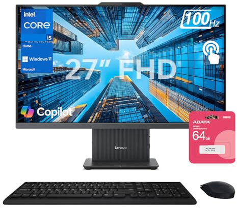 Lenovo IdeaCentre I Premium Business All-in-One, Next Gen AI, 27 FHD Touchscreen 100Hz, i5-13420H, 16GB DDR5 RAM, 1TB SSD, Wi-Fi 6, Wireless KB &M, W11H, Bundle with ADATA 64GB USB Flash Drive