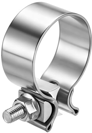 sourcing map T-Bolt Hose Clamp 53-55mm,Exhaust Clamp Band Width 29mm,Silver | Stainless Steel Joint Bolt for Pipes Mufflers Hose Water Pipe
