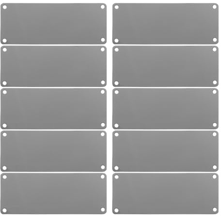 TEMPNAP 10 Pcs Stainless Steel Name Plates Thick Black Titanium Metal Tags for Engraving Clear Wall Plaque for Home Office Business