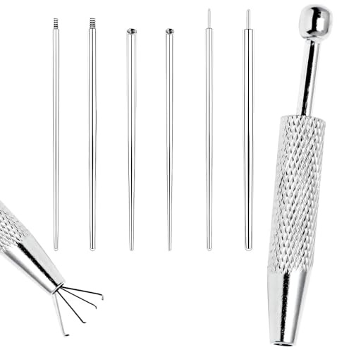 Femihua 7 Pcs Piercing Ball Grabber, Stainless Steel Piercing Taper Insertion Tool, Flat Back Earring Applicator Tool, Tools to Change Jewellery for Changing Jewelry Ear, Nose, Navel, Lip