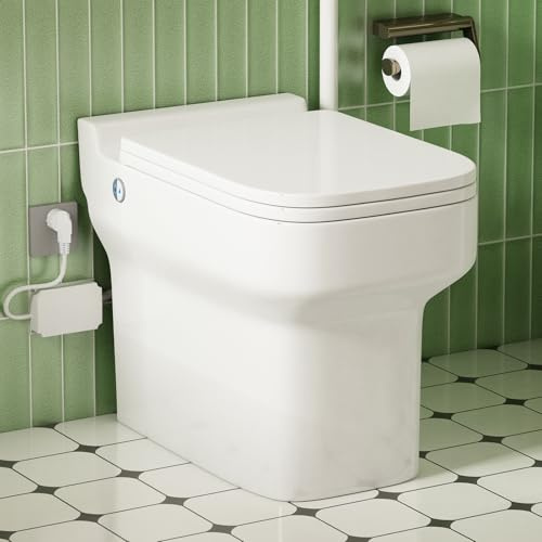 WC de broyage compact 600W, WC upflush monobloc avec pompe de broyage intégrée pour cave, petits espaces, grenier ou salle de bain sous les escaliers, télécommande, double chasse d’eau, 4/5 CV