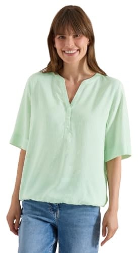 Cecil Damen Kurzarm Bluse mit Split Neck und Streifen