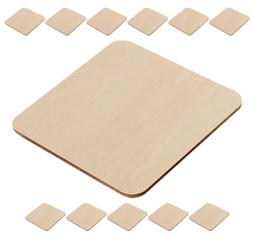 Luxshiny 12 Stück Quadratische Holzstücke aus Buchsbaum zum Basteln und Bemalen Unvollendete Selbstgemacht Holzplatten für Modellbau und Kinderkunstprojekte