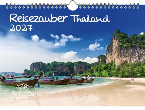 Reisezauber Thailand DIN A4 Kalender für 2027 Bangkok Reise Strand Meer Stadt Land Uraub Strand - Seelenzauber