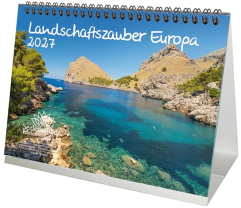 Landschaftszauber Europa DIN A5 Tischkalender für 2027 Landschaften und europäische Länder - Seelenzauber