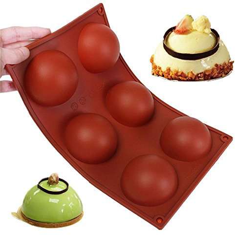 Wady Molde de 6 semiesferas grandes de silicona plana antideslizante para cocinar pasteles