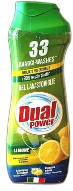 Dual Power, Gel Lavastoviglie Limone, Agisce anche Sullo Sporco più Ostinato, Efficace anche a Freddo e nei Cicli Brevi, 33 Lavaggi, Made in Italy, Confezione da 660 ml