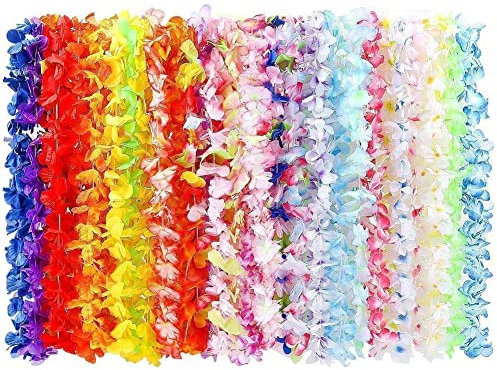 BangShou 36STK Hawaii Bunten Girlanden Hawaiikette Halskette Blumen Girlande Blumenkette Stoffblüten Hawaii Blumen Set für Kleid, Party Favors, Strand und Themenbezogenen Geburtstage