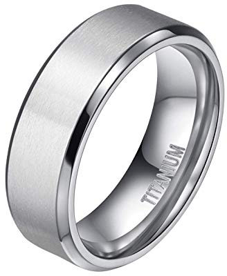Mabohity Ring Herren/Damen Matt + Hochpoliert Titan-Ring Titanium 8mm Breit Ehering Verlobungsring Trauring Freundschaftsring Partnerring Hochzeit Band, Silber, Größe 65