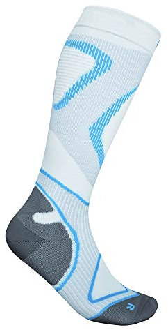 BAUERFEIND Laufsocken Run Performance Compression Socks, 1 Paar Sportsocken (38-40 / L, Blau-Weiß)