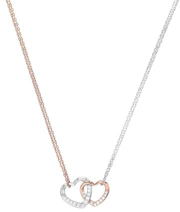 Amor Kette mit Anhänger 925 Sterling Silber Damen Halsschmuck, mit Zirkonia synth., 42+3 cm, Bicolor, Kommt in Schmuck Geschenk Box, 2026066