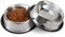 WERFORU 2 Pieces Dog Bowls Stainless Steel Dog Cat Pet Bowls for Feeding Water and Food Silver Large Size
