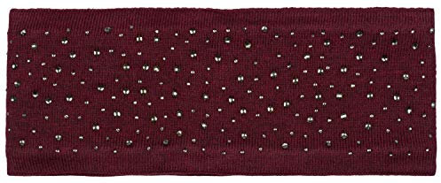 styleBREAKER Damen Stirnband mit Strasssteinen und weichem Fleece-Innenfutter, Feinstrick Haarband, warmes Headband 04026003, Farbe:Bordeaux-Rot