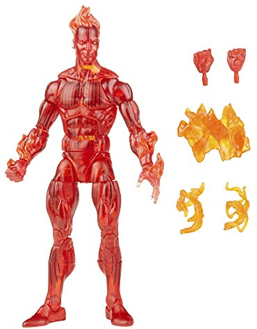 Marvel Classic - Hasbro Marvel Legends Series Retro Fantastic Four - Figura Coleccionable de la Antorcha Humana de 15 cm - 4 Accesorios, F0351