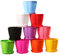 10 Pcs Pot De Fleurs ColoréS, Pot De Fleurs Exterieur Plastique, Petit Pot De Fleurs Plastique, Pot De Fleur Rond Plastique pour Jardin, Bureau, Balcon, Terrasse, avec Plateaux(10 Couleurs)