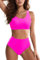 Holipick Maillot de bain 2 pièces taille haute pour femme, rose vif, Taille L