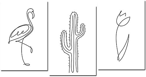 Picasso Peintures Flamingo Cactus Tulipe Affiche Noir Blanc simple Minimaliste Murale Art Tableaux Abstrait Toile tableau Art Estampes Moderne Pépinière Decoration Tableaux J04150