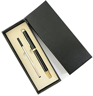 GIBZ Kugelschreiber Personalisiert mit Gravur Gel des Namen Kugelschreiber Set Metall 0.5mm Tinte Kugelschreibermine Schwarz,1 Nachfüllung
