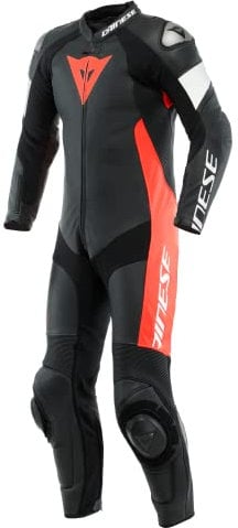 Dainese Tosa 1-Teiler Perforierte Motorrad Lederkombi (Black/Red/White,52)