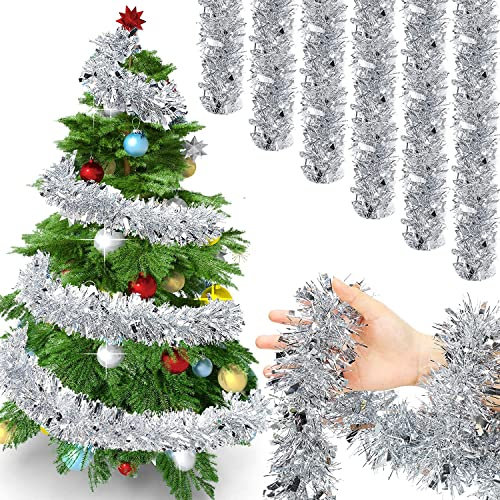 Weihnachtsbaum Dekoration Girlande, 6 PCS Lametta Girlande Weihnachten, Lametta Weihnachtsbaum für Weihnachtsbaum Dekoration, Weihnachtsfeier