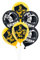 Party Factory `Batman´ Set aus 10 gelben und schwarzen Latexballons, Ø25cm, verschiedene Druckmotive, für Luft oder Helium