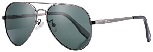Pro Acme Pilotenbrille Herren Damen Polarisierte Fliegerbrille Klassische Piloten Sonnenbrille Unisex UV400 Schutz Vintage Sonnenbrille (A3 Gunmetal Rahmen | Grün Linse)