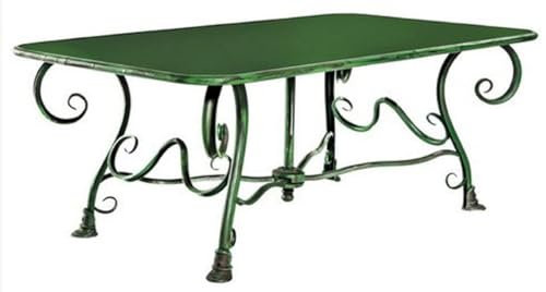 Casa Padrino Jugendstil Gartentisch Grün 120 x 70 x H. 45 cm - Nostalgischer Schmiedeeisen Garten Couchtisch - Jugendstil Schmiedeeisen Garten Möbel - Nostalgische Garten Möbel