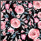 TEXTREND Meterware Jersey - Stoff zum Nähen - 100% Baumwolle - Textilien 1x1.75m - Einfarbiger Stoff - Verschiedene Farben (rosa Blumen mit Blättern auf schwarzem Hintergrund)