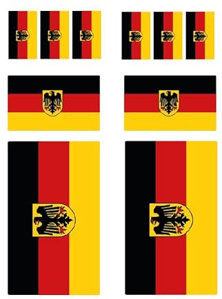 10 Stück Flaggen Aufkleber Deutschland Bundesadler Set Sticker Germany Adler BRD Autoaufkleber - Offsetdruck Mehrfarbig
