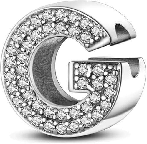 Symretie Buchstabe Charm Anhänger Damen Alphabet A-Z 925 Sterling Silber für Armband Charms Beads passend für Pandora Armband und Halskette, Kompatibel mit Europäischen Armbänder für Frauen Mädchen