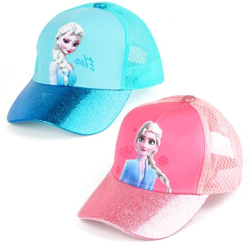 Powmag Baseball Cap Mädchen, Basecap Kinder Mädchen, 2 Pcs Cap Kinder Mädchen, Basecap Kinder Mädchen, Baseballmütze Kinder Sommer Kinder Cap ELSA Prinzessin, Baseball Cap Kinder 2 ab Jahre