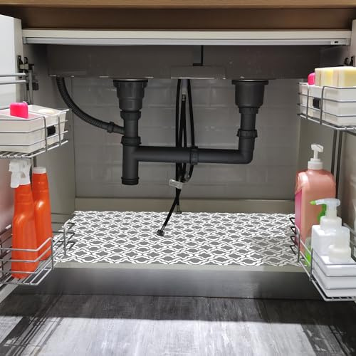Under The Sink Mat, 24 X 36 in, Durable Premium Mats Protect Kitchen and Bathroom Cabinets (Grey2)