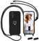 Handyband für Samsung Galaxy A52S 5G/A52 4G/5G Hülle mit Band, MoEvn Necklace Handyhülle mit Kordel für zum Umhängen mit Herz Muster Silikon Case Stoßfeste Schutzhülle mit Abnehmbar Kette, Schwarz