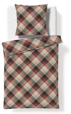 fleuresse Feinbiber Bettwäsche Aspen Maastricht braun 1 Bettbezug 135 x 200 cm + 1 Kissenbezug 80 x 80 cm