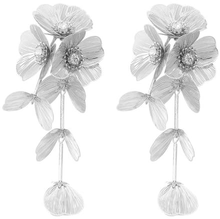 TOFBS Ohrringe für Damen 925 Silber Nadel Ohrring Personalisierter Übertriebene Tropfen Ohrringe Hohl Metall Filigrane Blumenohrringe Modeschmuck(Silber)