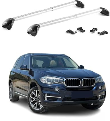 OMAC Dachträger für BMW X5 F15 2013-2018 Silber | TÜV geprüft, Abschließbar mit 4 Schlössern, bis 100 kg Traglast, robuste, sichere Befestigung, Querträger, Grundträger