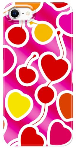 Berkin Arts Compatible with iPhone 7/8/iPhone SE (2020)/ SE (2022) Case Glossy Film Cherry Cover Vibrant Hearts with Cherries Design Durable Protective Slim Fit Cover Comfortable Grip