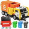 JOYIN Grand Camion Poubelle de 40 cm - Jouet à Friction avec lumières et Sons - avec Poubelle à Chargement Frontal - 3 Poubelles Latérales avec 30 Cartes Poubelle