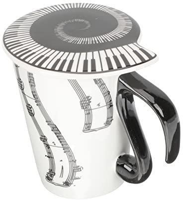 PHENOFICE Keramikbecher Mit Musikdesign Kaffeetasse Für Musikliebhaber Tasse Aus Keramik Trinkbecher Für Zuhause Und Büro Dekorative Tasse Mit Deckel