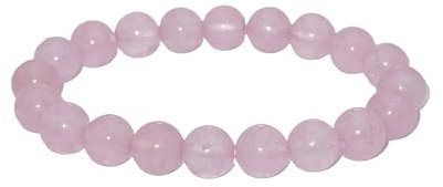Générique Bracelet Quartz Rose extensible, pierre minérale naturelle, 17 cm, perles rondes 8 mm, homme et femme