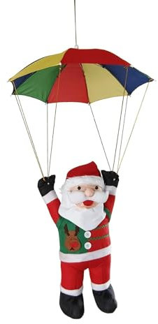 Amagogo Parachute Santa Claus Hanging Decoration for Bedroom Lightweight 52cm Umbrella Xmas Tree Ornament