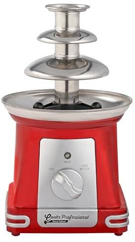Cooks Professional Retro Edition Electric 3 Tier Chocolate Fountain | Cascading Melted Choc Fondue Machine | Perfect for Parties, Children’s Birthdays, Weddings | Red