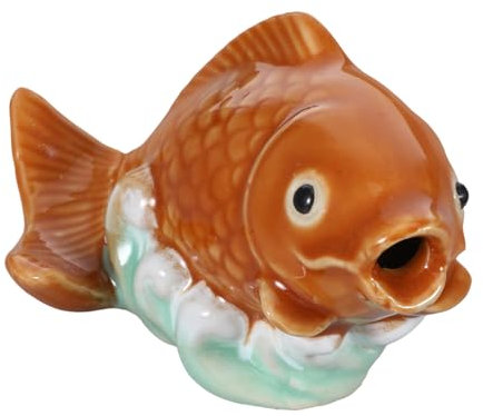Cabilock Scultura Di Pesci Da Giardino in Ceramica Decorazione Per Laghetto Forma Di Carpa Statuetta Di Pesce Koi Da Esterno Ugello Per Giochi d Acqua