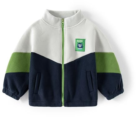 Volunboy Bambino Ragazzi Giacca in Pile, Cerniera Integrale Felpe Foderata Invernale Cappotto Giubbotto con Tasche(Marina Militare Bianco,5-6 anni,Taglia 130)