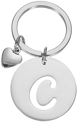 PATIKIL Porte-Clés Initiale Lettre, Breloques en Acier Inoxydable Charme Lettre, Porte-Clés Métal Alphabet Anneau pour Clef Voiture Sac à Main Dos Portefeuille