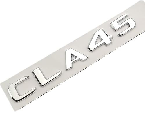 ERAKAFZTTK 3D ABS Schwarz Chrom Klebebuchstaben for Auto Hinten Stamm Abzeichen Fit for Mercedes CLA45 AMG W117 C117 Emblem Logo Aufkleber Zubehör(Chrome,Flat)