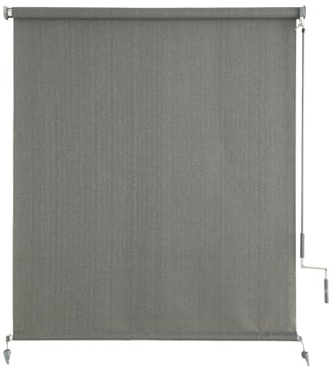 SUNOFF Outdoor Roller Shades，Cordless Patio Roller Up Blinds with Shade Cloth for Porch Gazebo Pergola Balcony Backyard，2 Poles & 1 Fabric，Grey，72 Wx72 H